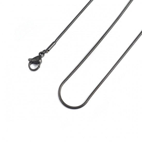 Bild von 1 Strang Vakuumbeschichtung 304 Edelstahl Schlangenkette Kette Halskette Schwarz 45cm lang, Kettengröße: 1.2mm