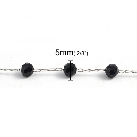 Picture of 304 Stainless Steel Link Chain Necklace Silver Tone Faceted 74cm(29 1/8") long, Chain Size: 5mm, 1 Piece