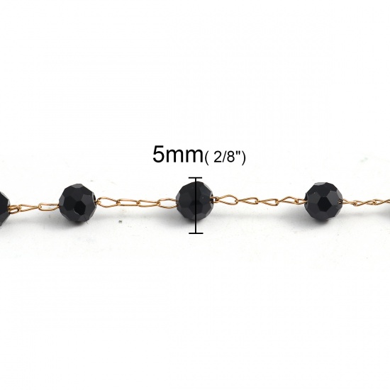 Image de 1 Pièce Colliers en 304 Acier Inoxydable Placage sous Vide Chaînes Doré Noir A Facettes 74cm long, Taille de Chaîne: 5mm