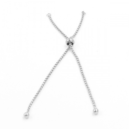 304 Acciaio Inossidabile Estensione Catene Per Bracciale Collana Gioielli Tono Argento Tondo Regolabile 11cm Lunghezza, 1 Pz”