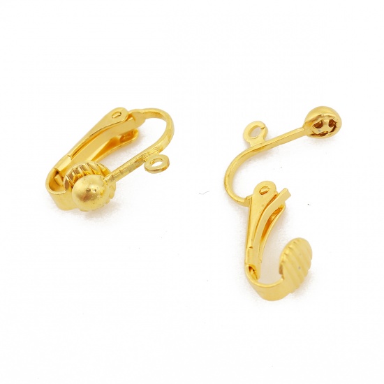 Picture of Brass Lever Back Clips Earrings Gold Plated W/ Loop 17mm( 5/8") x 14mm( 4/8"), 20 PCs                                                                                                                                                                         