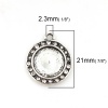 Picture of Zinc Based Alloy Charms Round Antique Silver Color Cabochon Settings (Fits 12mm Dia.) Clear Rhinestone 21mm x 18mm, 3 PCs