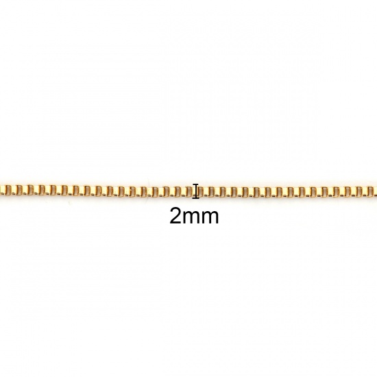 Picture of Stainless Steel Box Chain Necklace Gold Plated 60.5cm(23 7/8") long, Chain Size: 2mm( 1/8"), 1 Piece