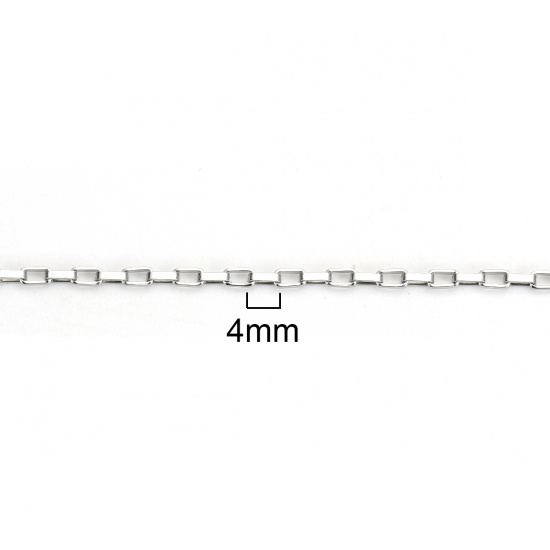 Picture of Stainless Steel Box Chain Silver Tone 4x2mm( 1/8" x 1/8"), 10 M