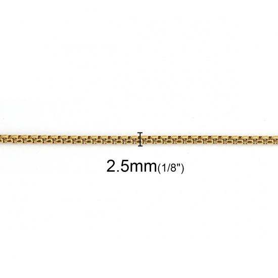 Bild von Edelstahl Venezianerkette Halskette Vergoldet 61cm lang, Kettengröße: 2.5x2.5mm, 1 Strang