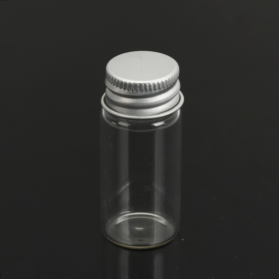 Picture of Glass Bottles Jewelry Vials Aluminum Stoppers Transparent (Capacity: Approx 13ml) 52mm x 22mm, 10 PCs