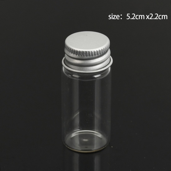 Bild von Glas Flasche Aluminium Stöpsel Transparent (Kapazität: 13ml) 52mm x 22mm, 10 Stück
