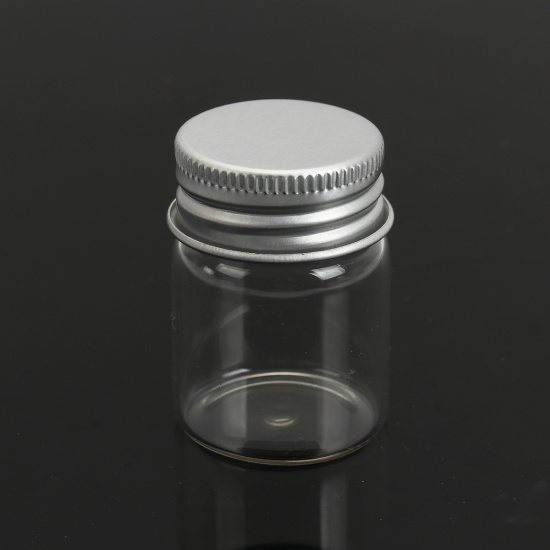 Bild von Glas Flasche Für Ohrring Ring Halskette Zylinder Transparent 40mm x 30mm, 6 Stück
