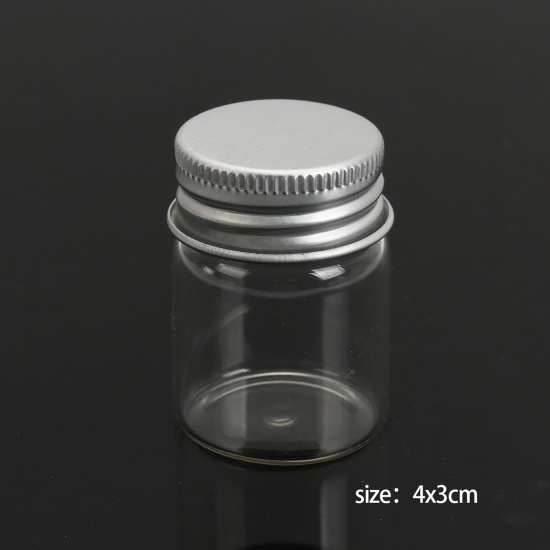 Bild von Glas Flasche Für Ohrring Ring Halskette Zylinder Transparent 40mm x 30mm, 6 Stück