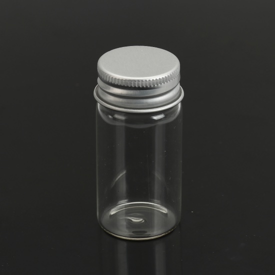 ガラス アクセサリーパーツ 瓶 レジン ネックレス イヤリング向け 円筒形 シルバー クリア色 (容量：30ml) 62mm x 30mm、 6 個 の画像