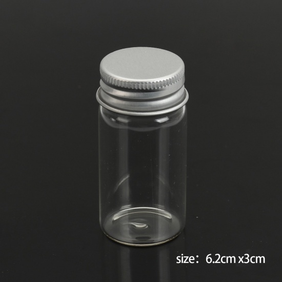Picture of Glass Bottles Jewelry Vials Aluminum Stoppers Transparent (Capacity: Approx 30ml) 62mm x 30mm, 6 PCs