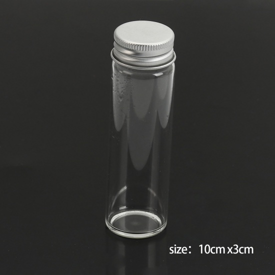 Bild von Glas Flasche Aluminium Stöpsel Transparent (Kapazität: 52ml) 10cm x 3cm, 4 Stück