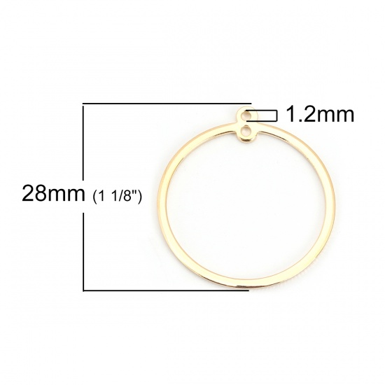 Picture of 5 PCs Brass Geometric Bezel Frame Charms Pendants 18K Real Gold Plated Circle Ring 28mm x 25mm                                                                                                                                                                