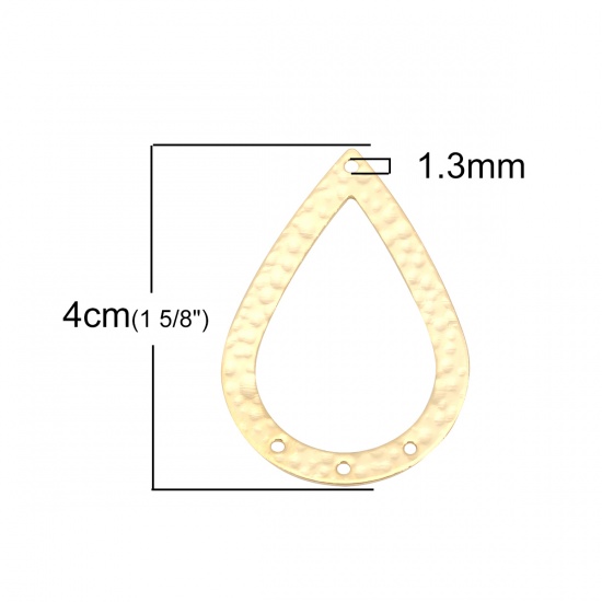 Picture of Brass Chandelier Connectors Drop 18K Real Gold Plated 40mm(1 5/8") x 27mm(1 1/8"), 3 PCs                                                                                                                                                                      