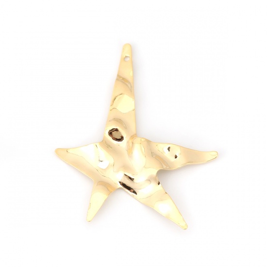 Imagen de Latón Colgantes Estrella 18K Oro lleno 42mm x 34mm, 3 Unidades                                                                                                                                                                                                
