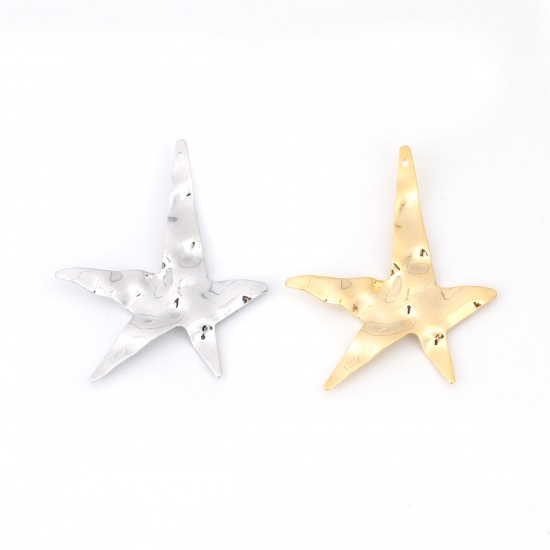 Picture of Brass Pendants Star 18K Real Gold Plated 42mm(1 5/8") x 34mm(1 3/8"), 3 PCs                                                                                                                                                                                   