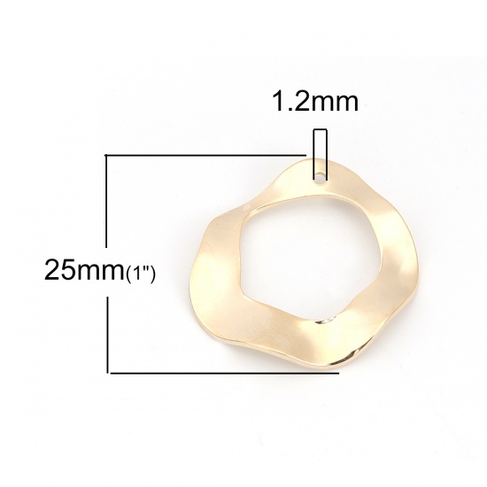 Picture of Brass Charms Irregular 18K Real Gold Plated Round 25mm(1") x 23mm( 7/8"), 3 PCs                                                                                                                                                                               