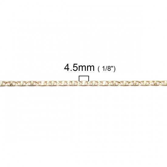 Picture of Brass DE Gaulle Chain Findings KC Gold Plated 4.5x1.8mm( 1/8" x 1/8"), 3 M                                                                                                                                                                                    