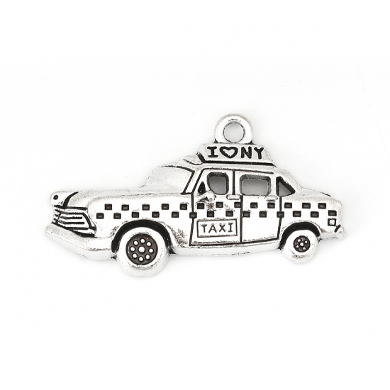 Picture of Zinc Based Alloy Travel Pendants Taxi Antique Silver 33mm(1 2/8") x 17mm( 5/8"), 20 PCs