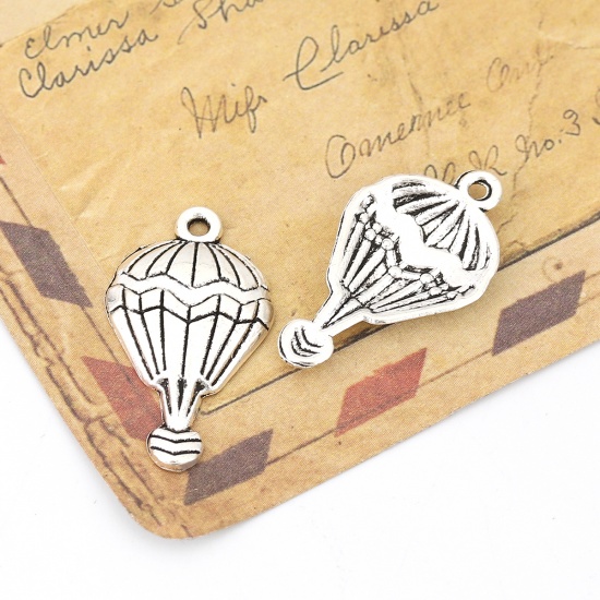 Picture of Zinc Based Alloy Charms Fire Balloon Antique Silver 29mm(1 1/8") x 17mm( 5/8"), 30 PCs
