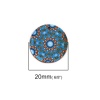 Picture of Wood Charms Round Blue Flower 20mm( 6/8") Dia, 20 PCs