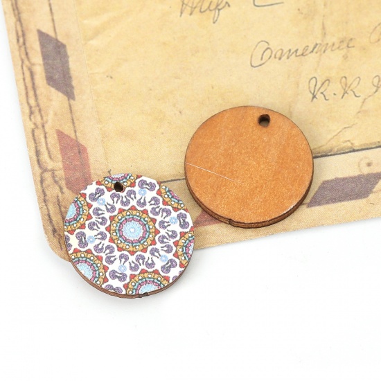 Picture of Natural Wood Charms Round Multicolor 20mm( 6/8") Dia, 20 PCs