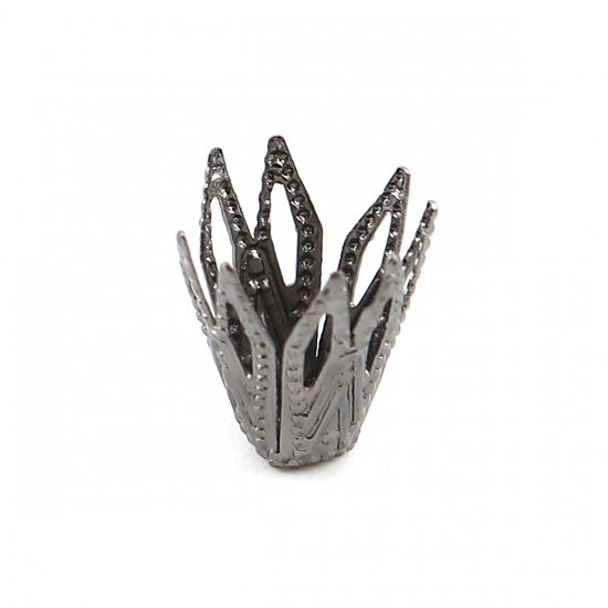 Bild von Messing Perlkappen Blumen Metallgrau (Für Perlengröße: 8mm D.) 10mm x 8mm, 20 Stück