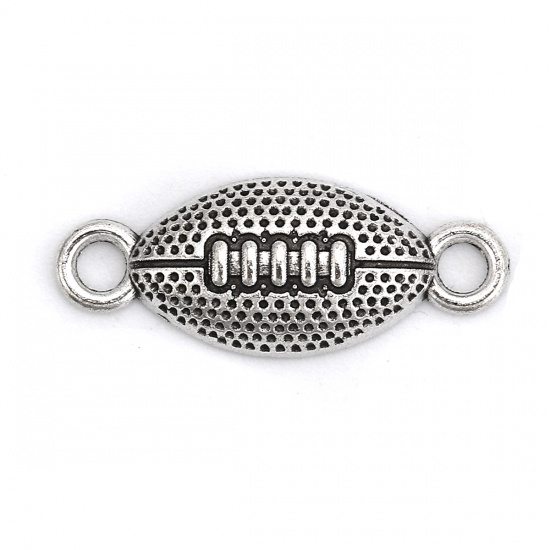 Picture of Zinc Based Alloy Sport Connectors Football Antique Silver Color 25mm x 10mm, 30 PCs