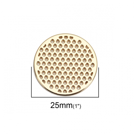 Immagine di Lega di Zinco Charms Tondo Oro Placcato 25mm Dia, 10 Pz