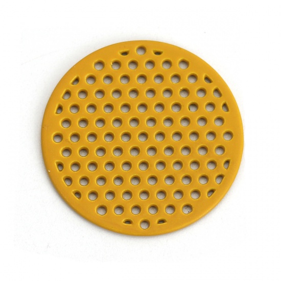 Immagine di Lega di Zinco Charms Tondo Giallo 25mm Dia, 10 Pz