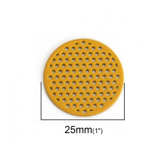 Immagine di Lega di Zinco Charms Tondo Giallo 25mm Dia, 10 Pz