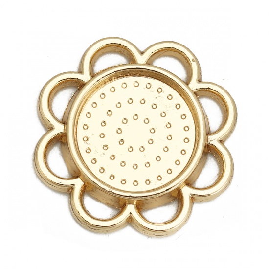 Immagine di Lega di Zinco Cabochon per Abbellimento Fiore Oro Placcato Basi per Cabochon (Adatto 14mm) 25mm x 25mm, 10 Pz