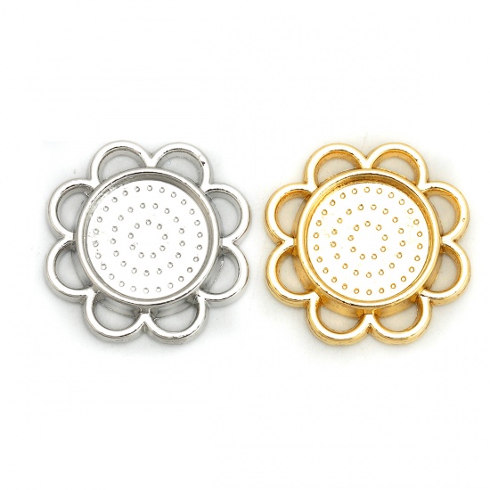 Immagine di Lega di Zinco Cabochon per Abbellimento Fiore Oro Placcato Basi per Cabochon (Adatto 14mm) 25mm x 25mm, 10 Pz