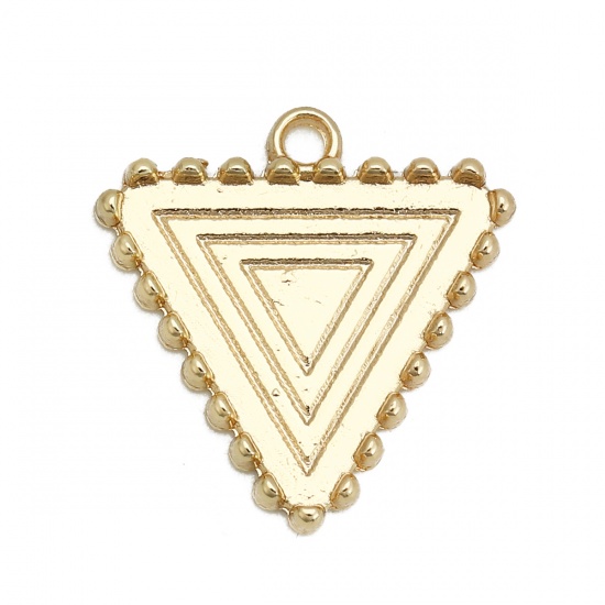Picture of Zinc Based Alloy Charms Triangle Gold Plated Cabochon Settings (Fits 18mmx16mm) 20mm x 20mm, 10 PCs