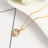 Picture of 316 Stainless Steel Micro Pave Necklace Gold Plated Round Eye Multicolour Cubic Zirconia 45cm(17 6/8") long, 1 Piece”