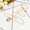 Picture of 316 Stainless Steel Micro Pave Necklace Gold Plated Round Eye Multicolour Cubic Zirconia 45cm(17 6/8") long, 1 Piece”