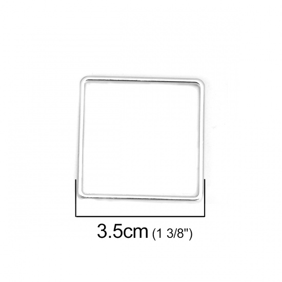 Image de Connecteurs en Alliage de Zinc Carré Argent Mat 35mm x 35mm, 10 Pcs