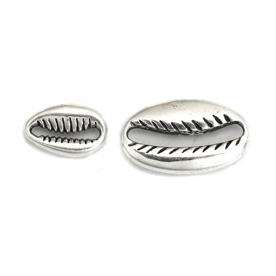 Image de Connecteurs en Alliage de Zinc Cypraea caputserpentis Argent Vieilli 12mm x 8mm, 100 Pcs