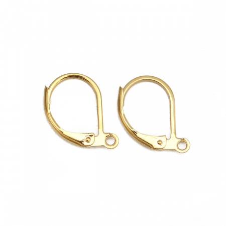 Image de 10 Pcs Boucles d'Oreilles Dormeuse en 304 Acier Inoxydable Goutte d'Eau Doré avec Boucle 16mm x 10mm, Epaisseur de Fil: 1mm(taille 18)