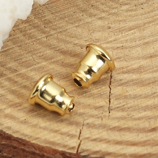 Picture of 304 Stainless Steel Ear Nuts Post Stopper Earring Findings Bullet Gold Plated 6mm( 2/8") x 5mm( 2/8"), 10 PCs