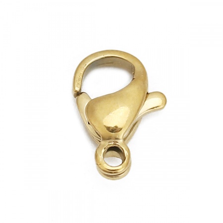 Immagine di 5 Pz Placcatura Sottovuoto PVD Ecologica 304 Acciaio Inossidabile Fibbia Aragosta Oro Placcato 10mm x 7mm