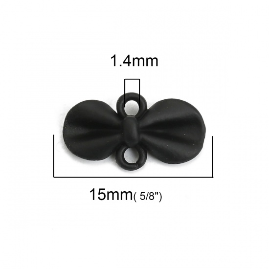 Picture of Zinc Based Alloy Connectors Bowknot Black 15mm x 8mm, 10 PCs