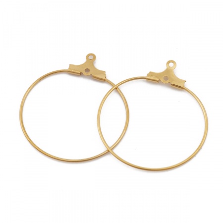 Picture of Stainless Steel Hoop Earrings Round Gold Plated Can Open 29mm x 27mm, 5 PCs