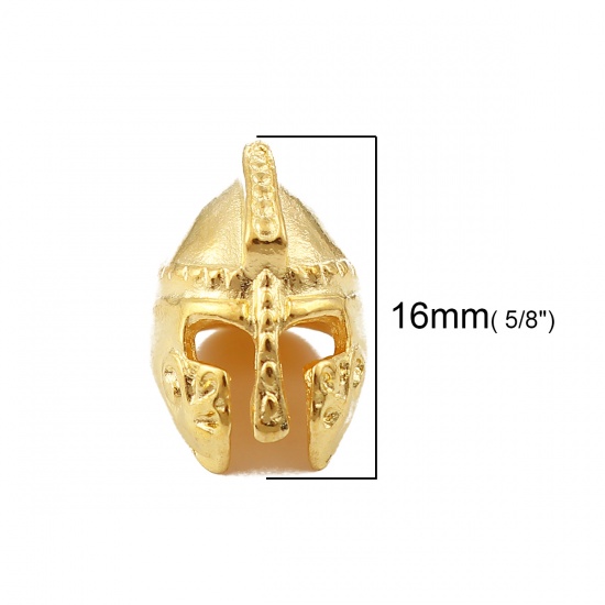 Picture of Zinc Based Alloy Spacer Beads Helmet Gold Plated 16mm x 12mm, Hole: Approx 2mm, 10 PCs