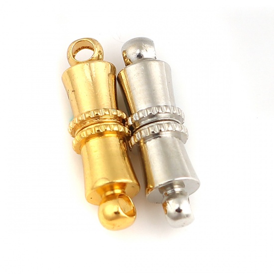 Picture of Brass Magnetic Clasps Silver Tone Cylinder 17mm( 5/8") x 5mm( 2/8"), 10 PCs                                                                                                                                                                                   