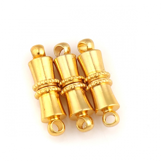 Picture of Brass Magnetic Clasps Gold Plated Cylinder 17mm( 5/8") x 5mm( 2/8"), 10 PCs                                                                                                                                                                                   