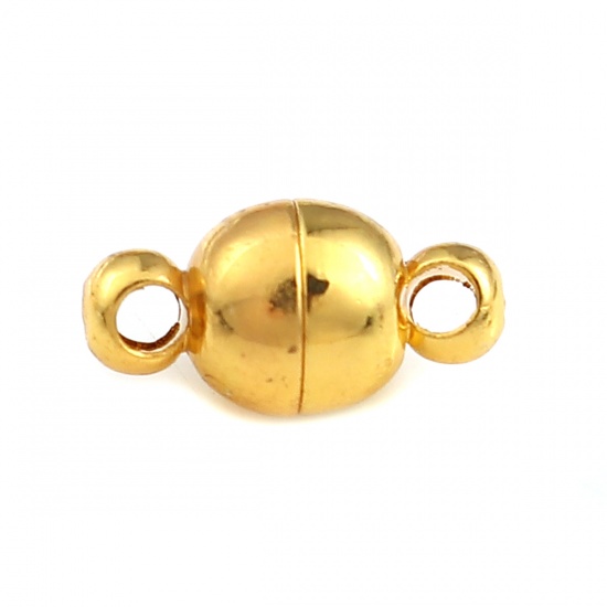 Picture of Brass Magnetic Clasps Gold Plated Round 12mm( 4/8") x 6mm( 2/8"), 10 PCs                                                                                                                                                                                      