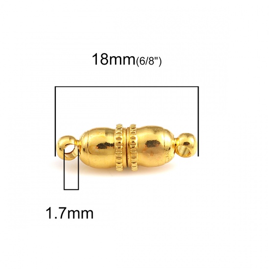 Picture of Brass Magnetic Clasps Gold Plated Cylinder 18mm( 6/8") x 6mm( 2/8"), 10 PCs                                                                                                                                                                                   