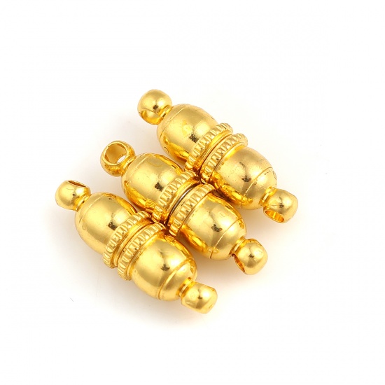 Picture of Brass Magnetic Clasps Gold Plated Cylinder 18mm( 6/8") x 6mm( 2/8"), 10 PCs                                                                                                                                                                                   
