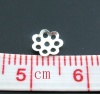 Immagine di Lega Filamenti Coppette Copriperla Fiore Argento Placcato (Addetti 8mm-14mm Perline) Fiore Disegno 6mm x 6mm, 2000 Pz